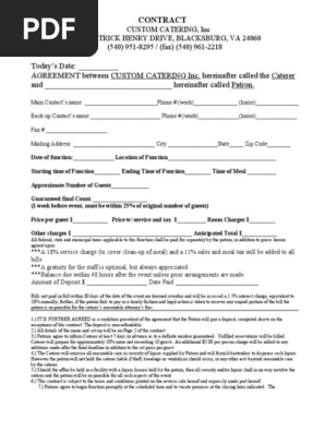 Catering Contract