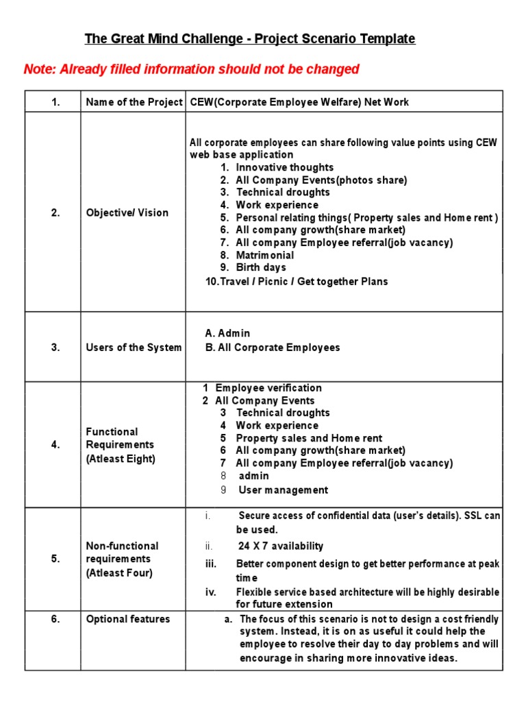 CEW Network Project Scenario Template | PDF | Ibm Db2 | Portable ...