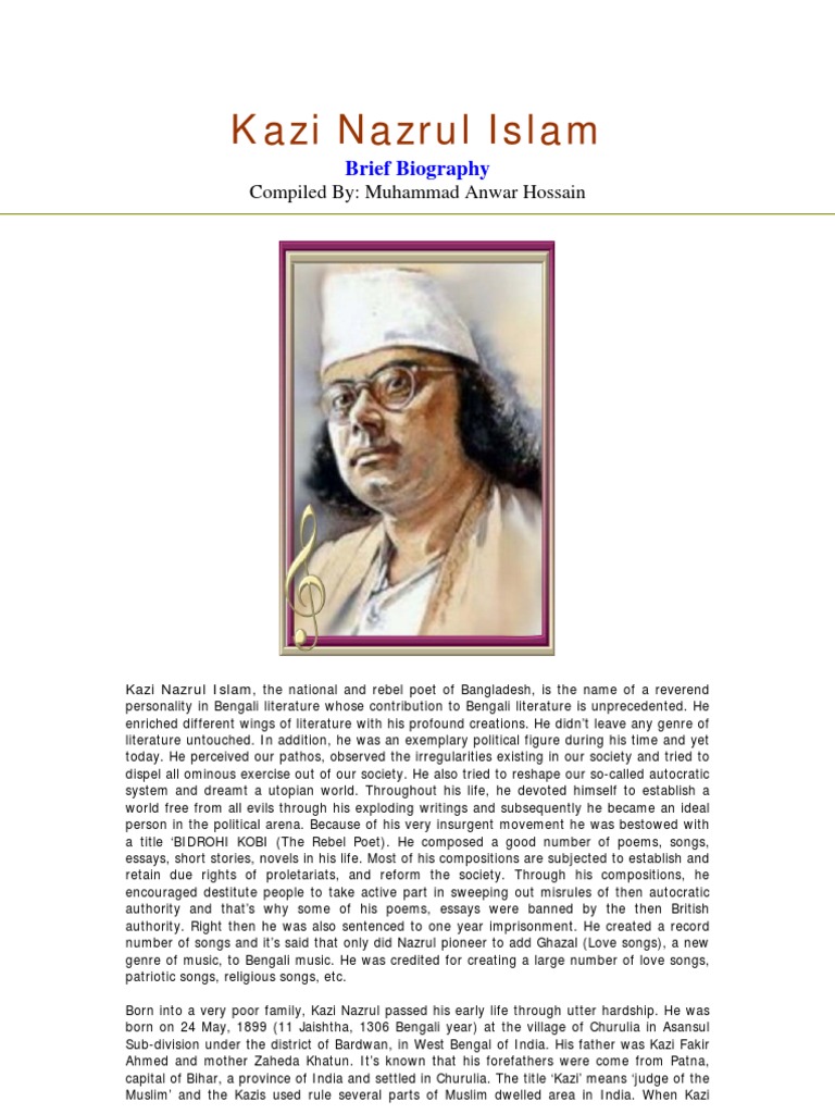 Bio Of Kazi Nazrul Islam