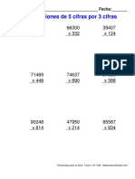 Multiplicaciones de 5 Cifras Por 3 Cifras: Nombre: - Fecha