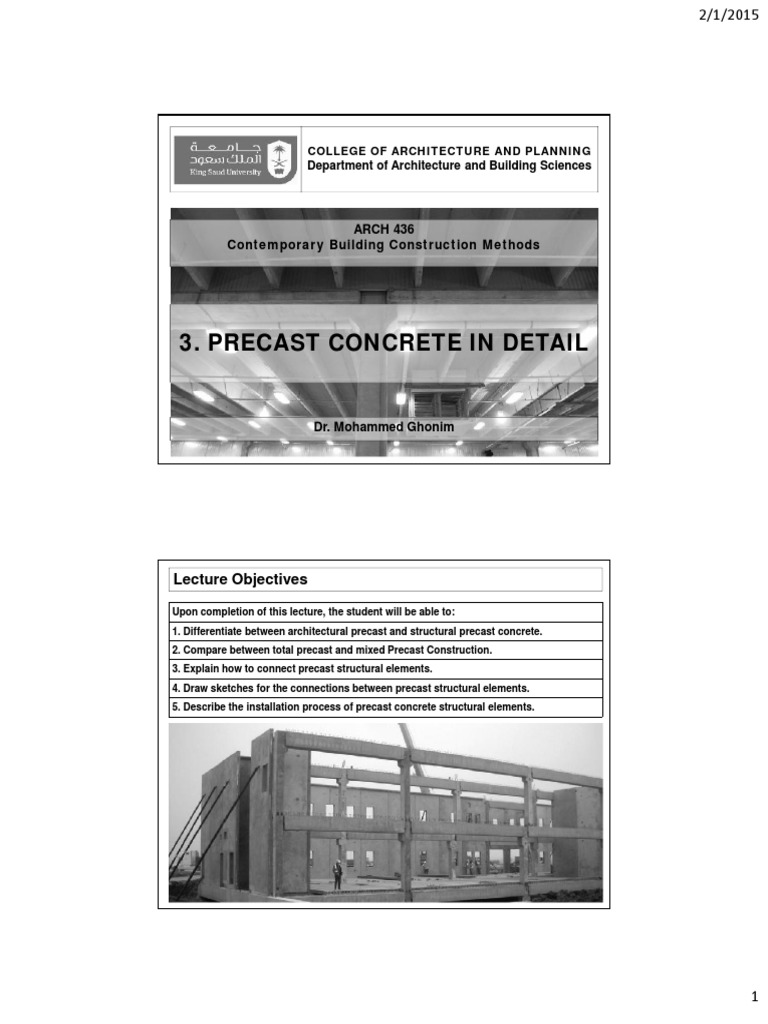 Precast Concrete Construction Details | PDF | Precast Concrete | Column