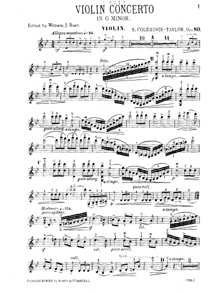 Violin Concerto (Violin Part) Coleridge Taylor PDF
