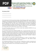 Solicitation Letter for Friendship Games