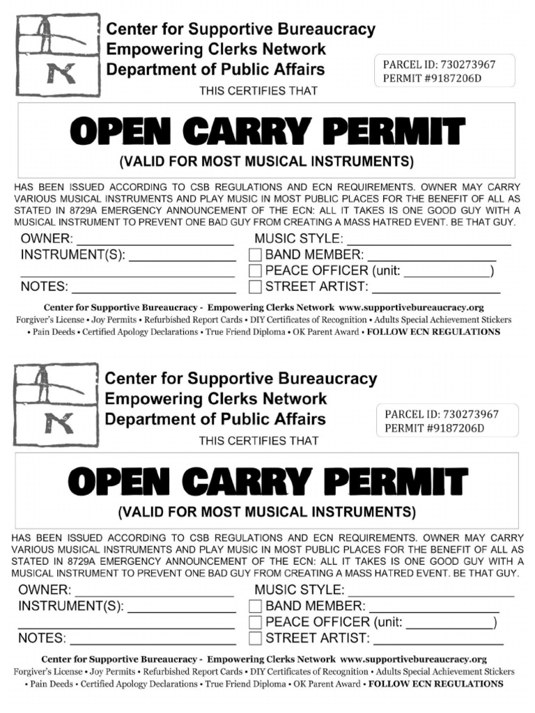 Open Carry Permit For Musical Instruments