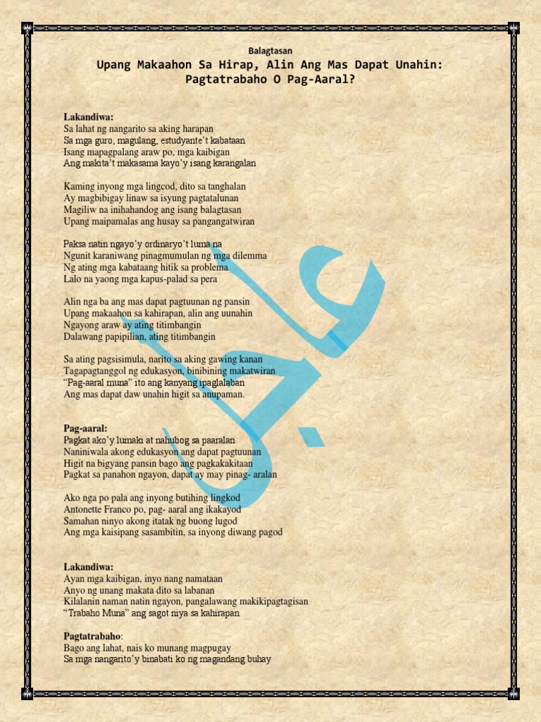 Upang Makaahon Sa Hirap Alin Ang Mas Dapat Unahin Pagtatrabaho O Pag