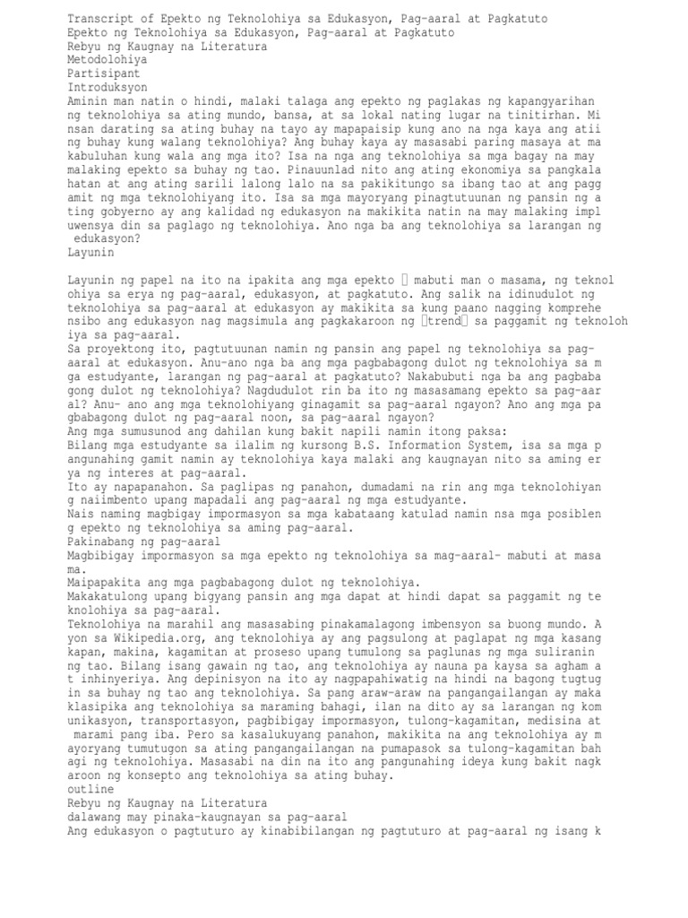 Epekto ng facebook sa pag aaral thesis 04 picture