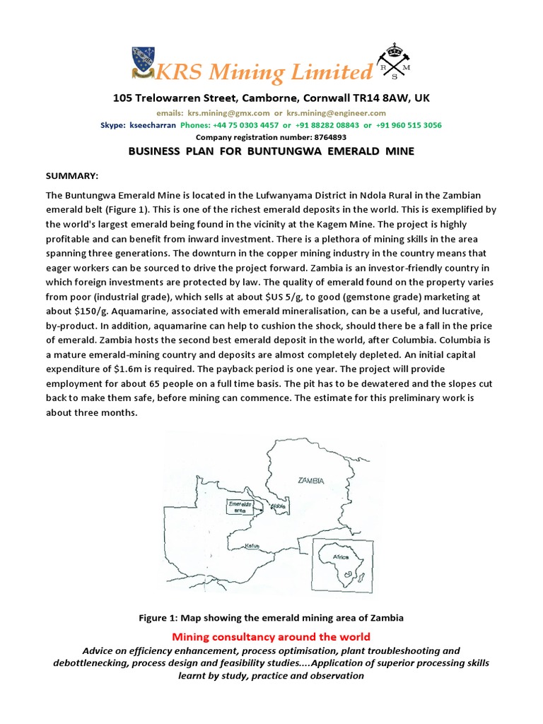 Buntungwa Emerald Mine Business Plan | PDF | Rock (Geology) | Rocks