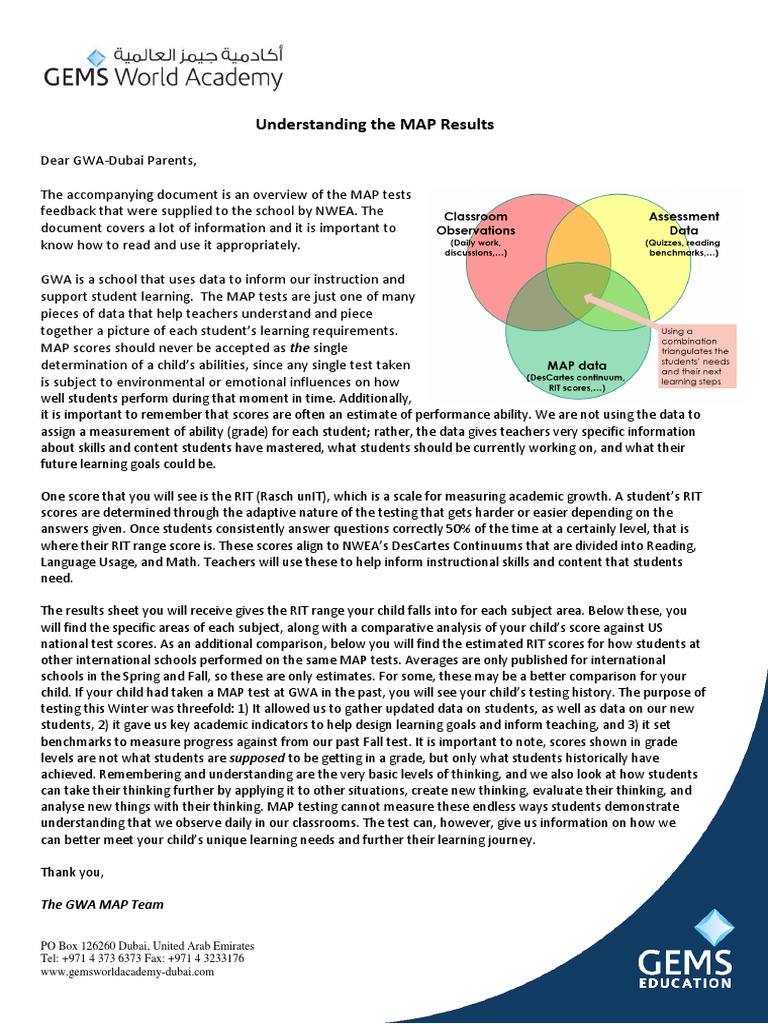 Understanding Map Results Winter 2016 For Teachers and Parents | PDF ...