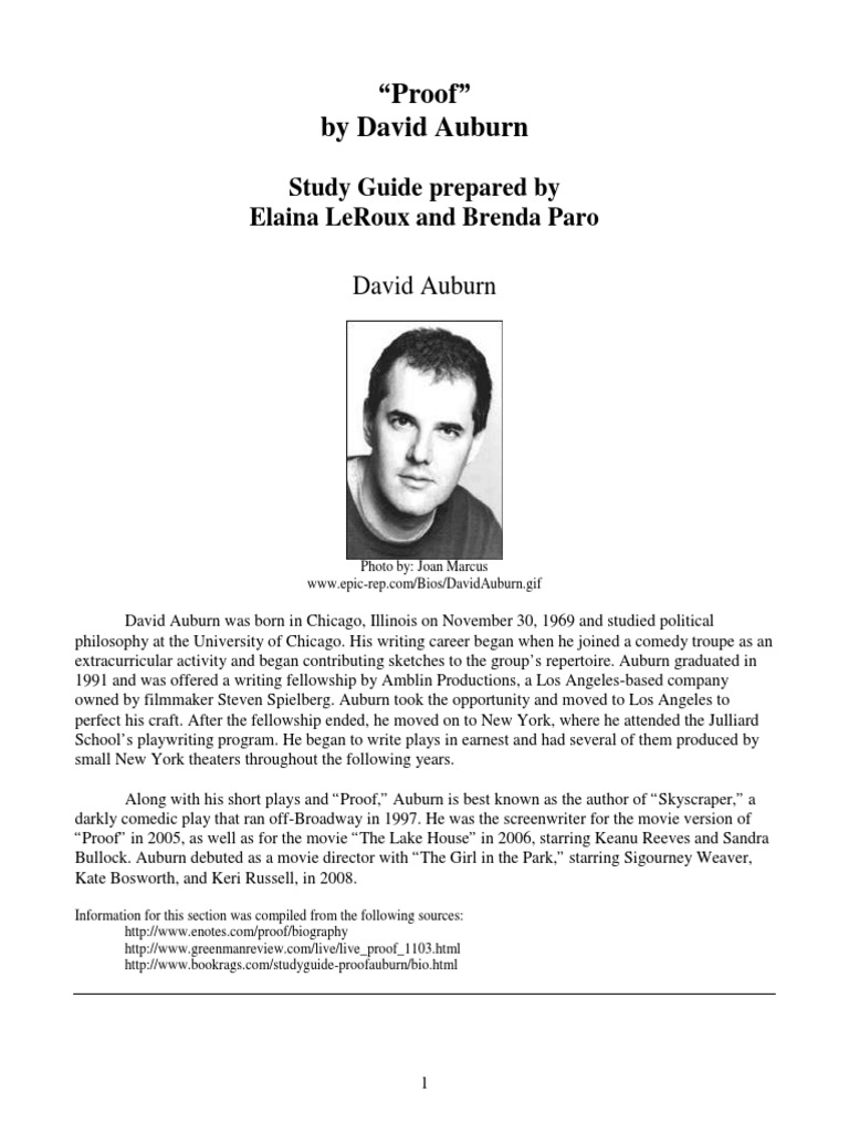 Proof Study Guide | PDF | Entertainment (General) | Theatre