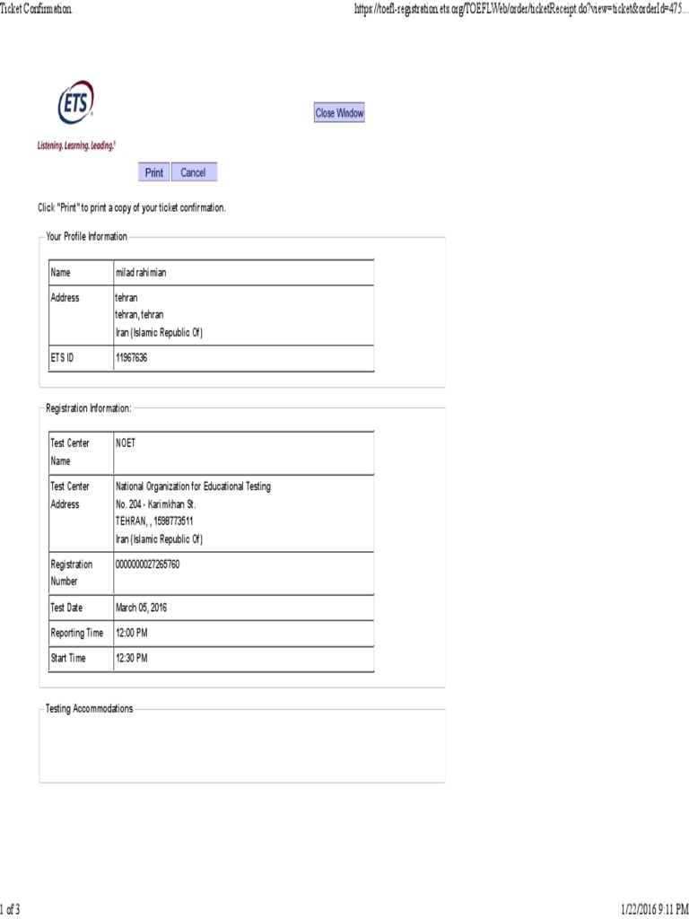 Ticket Confirmation Identity Document Government Information