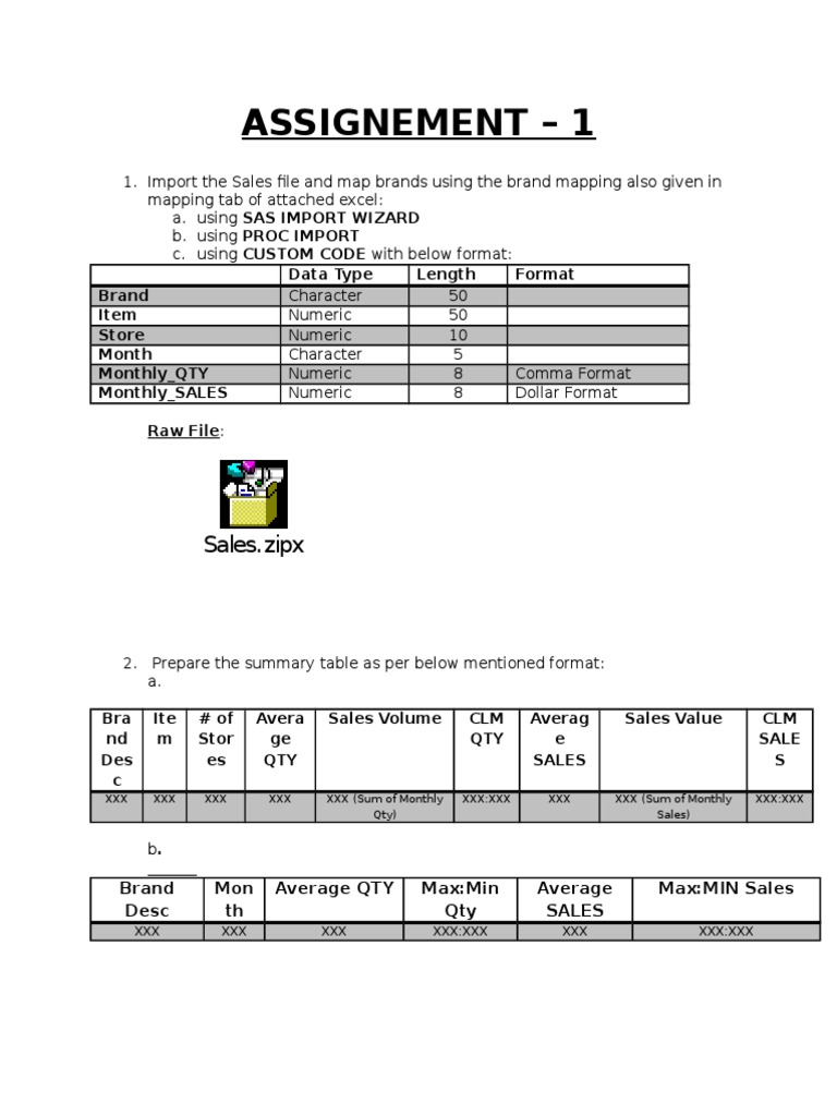 sas assignments for practice