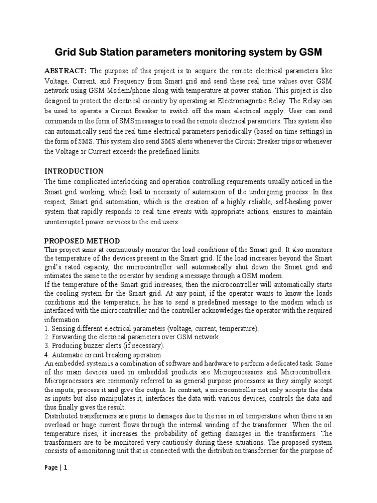 GSM-Based Smart Grid Monitoring System | PDF | Electrical Grid | Smart Grid