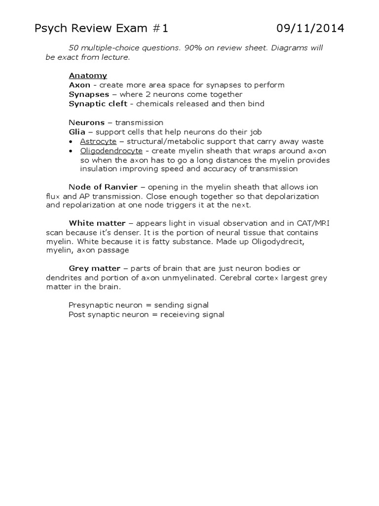 Psych Review Exam 1 | PDF
