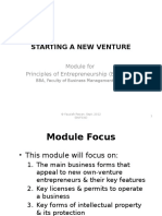 Starting A New Venture: Module For Principles of Entrepreneurship (ENT 530)