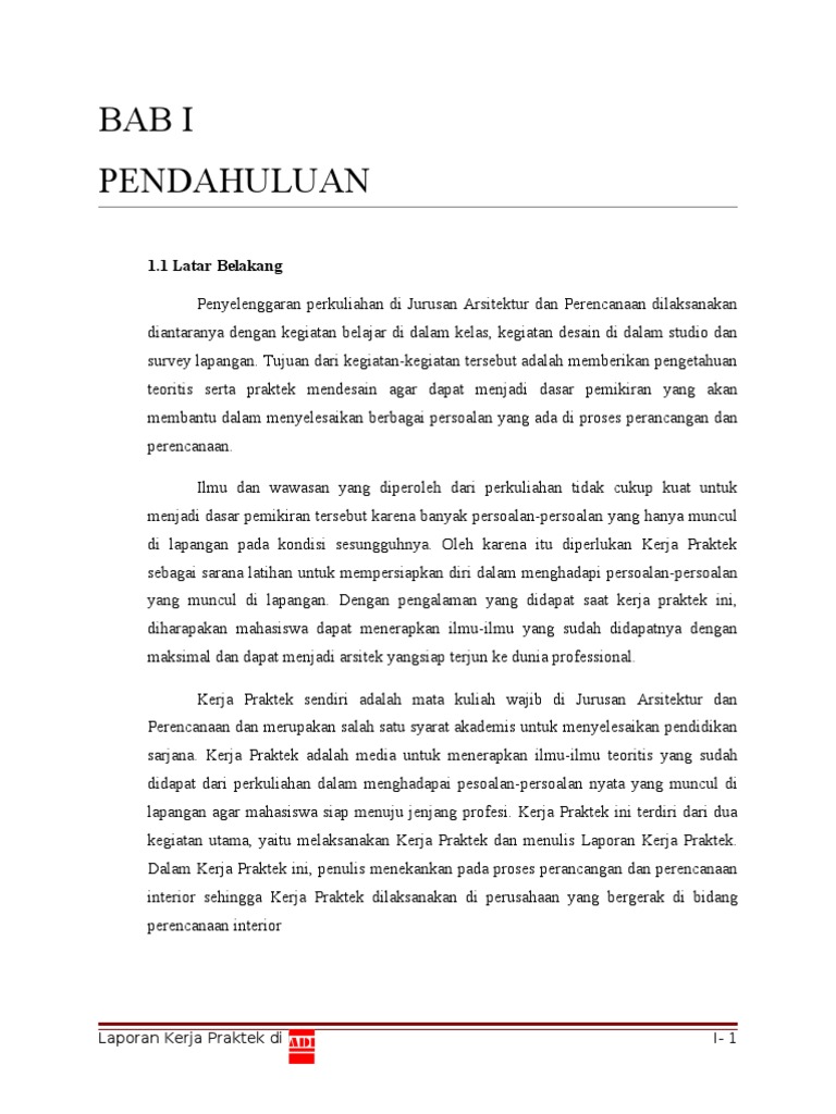 Contoh Laporan Kerja Praktek Teknik Arsitektur Pdf  Kumpulan Contoh