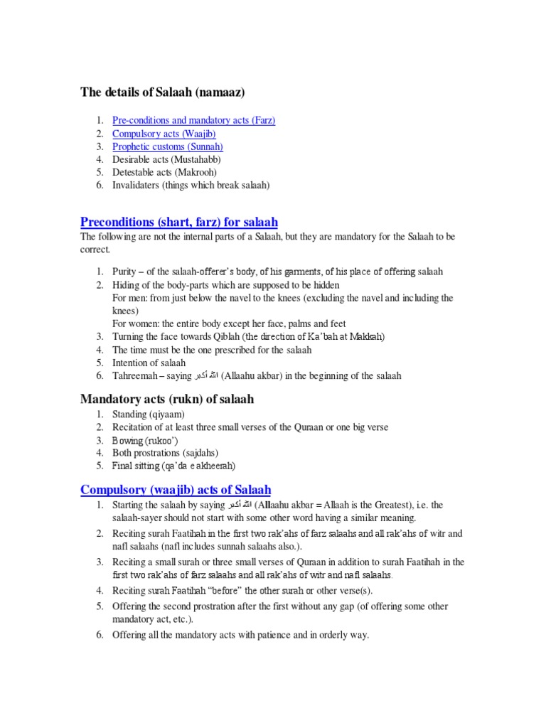 The Rules of Namaaz in Detail According To Hanafee Fiqh | PDF | Sharia ...