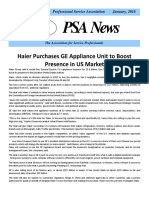 PSA News: Haier Purchases GE Appliance Unit To Boost Presence in US Market