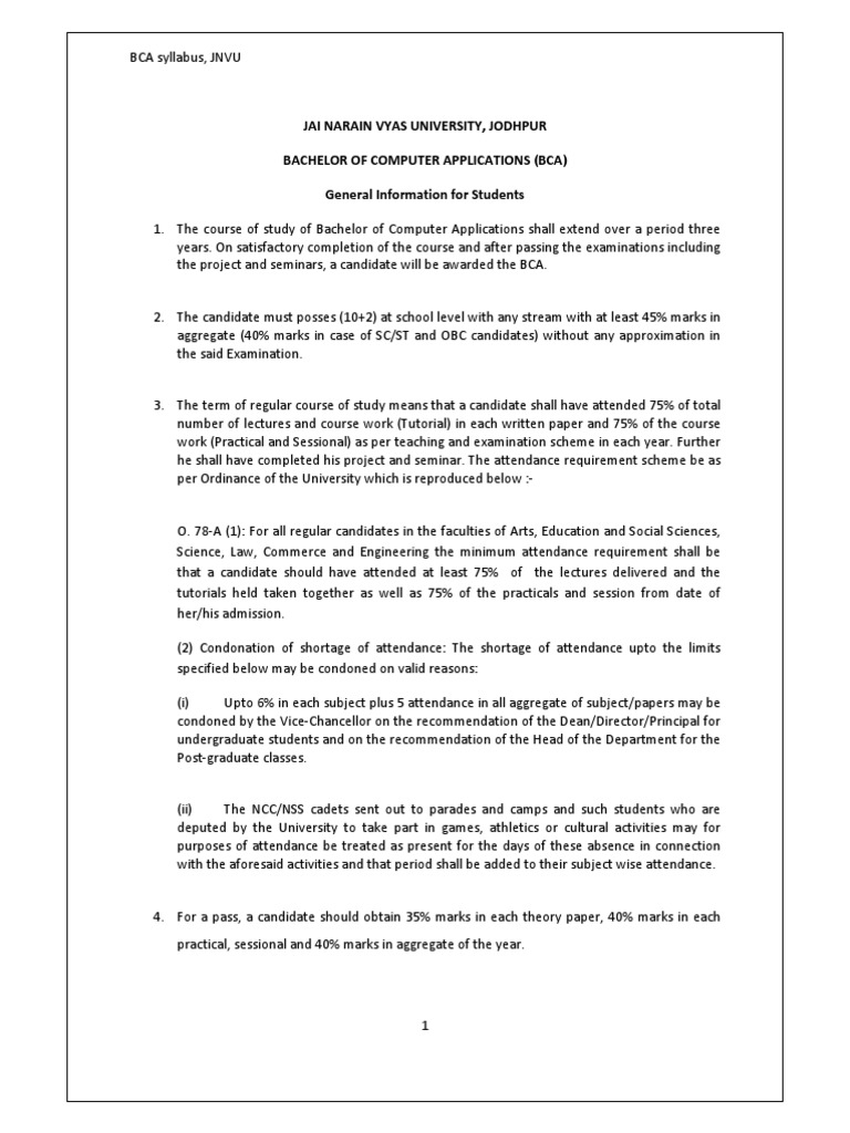 JNVU BCA Syllabus Overview | PDF | Computer Network | Class (Computer ...
