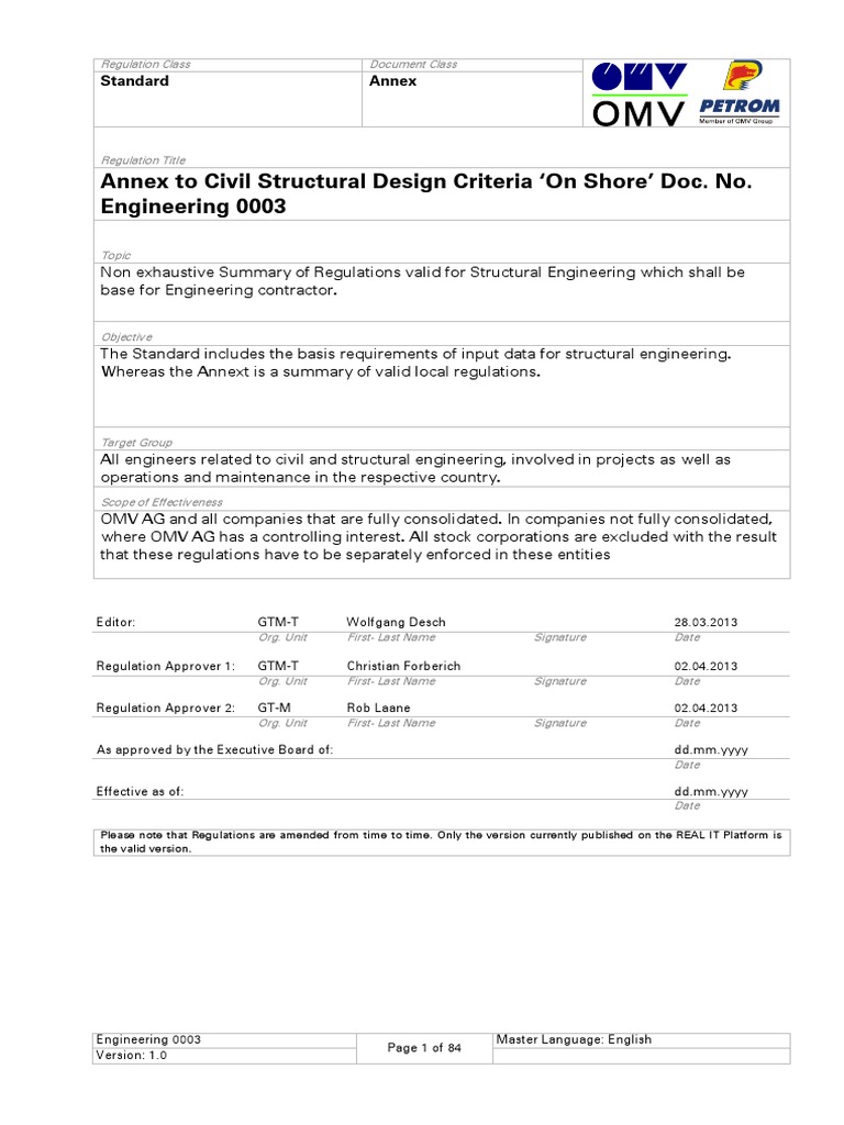 Annex To Engineering 003-Civil Structural Design Criteria On Shore ...