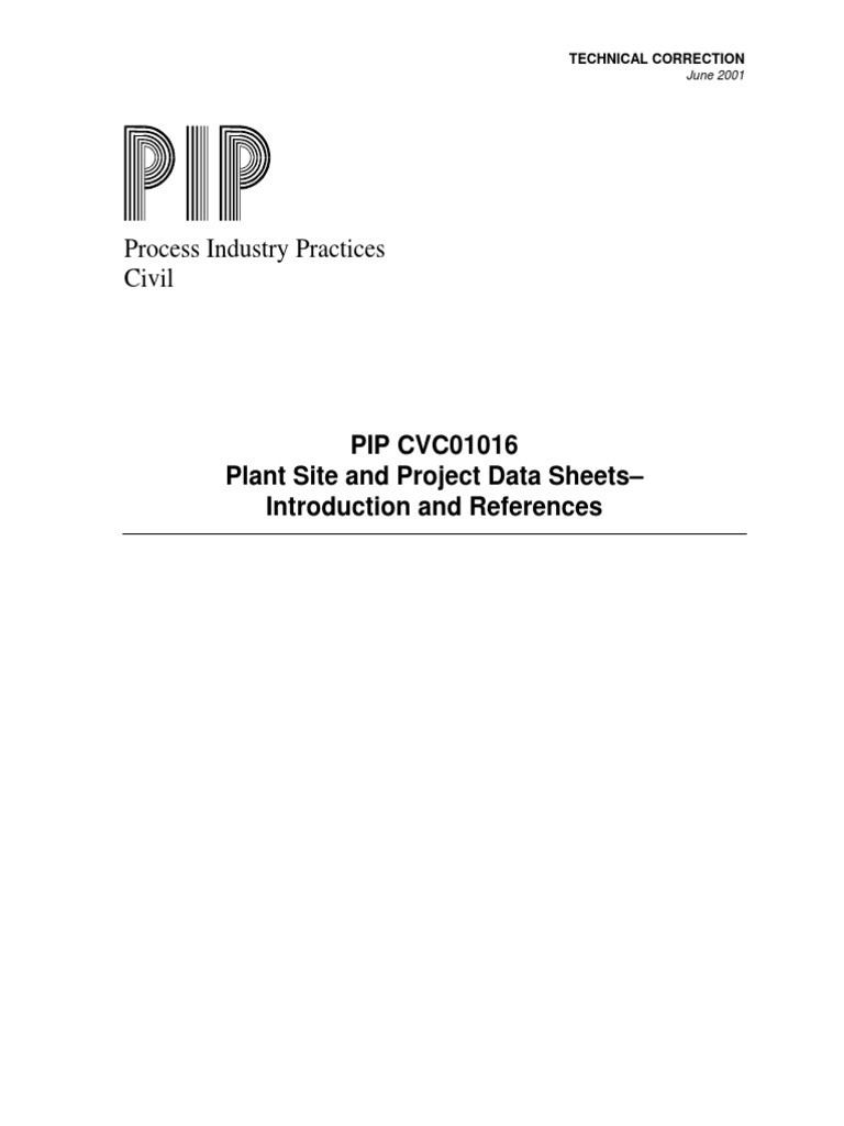 PIP CVC01016 (Plant Site & Project Data Sheets-Introduction ...
