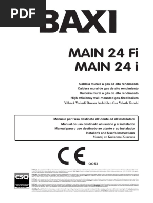 BAXI Main 2 - Manual | PDF | Caldeira | Combustão
