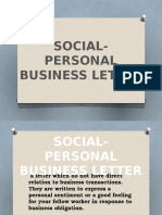 Social-Personal Business Letters: Thank You, Recommendation, Congratulatory