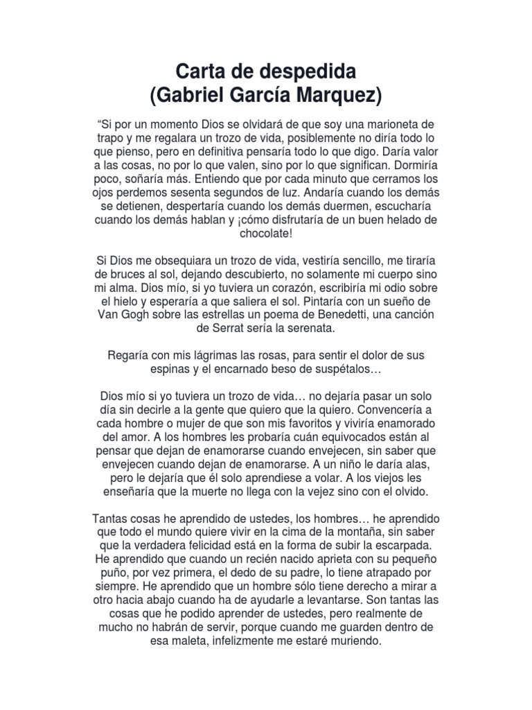 Carta De Despedida Pdf