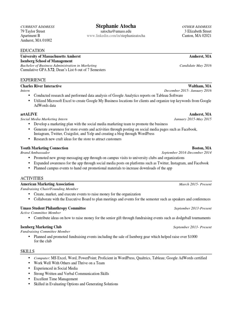 Marketing Graduate with Internship Experience | PDF | Career & Growth ...