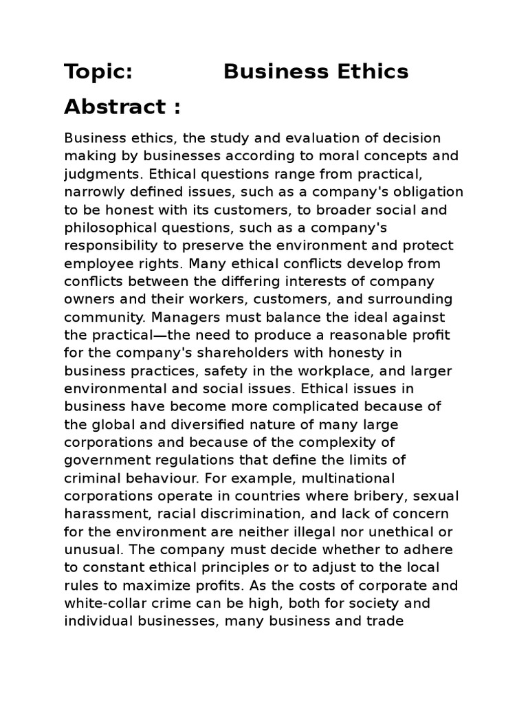 Research Paper PDF Business Ethics Value (Ethics)