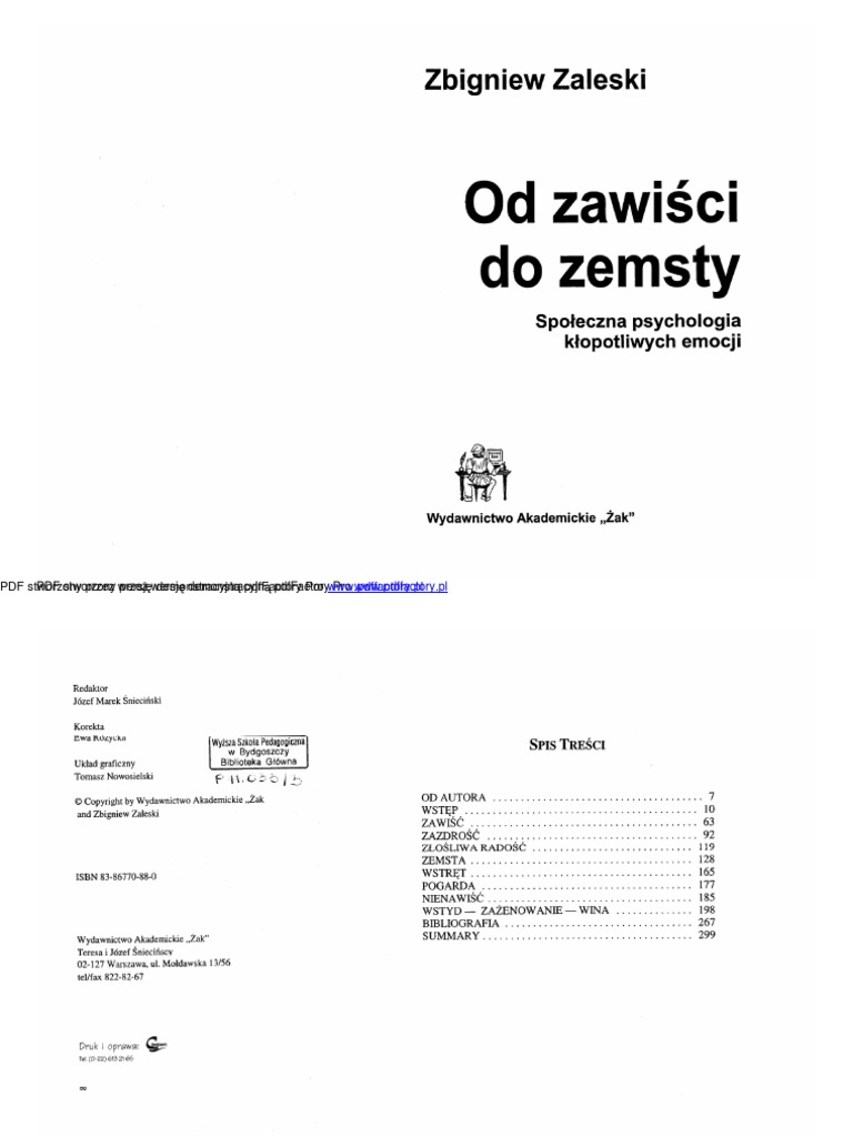 Zaleski Zbigniew Od Zawisci Do Zemsty PDF