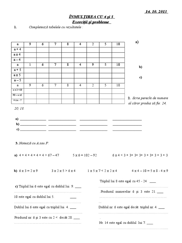 0 Inmultirea Cu 4 Si 5 | PDF