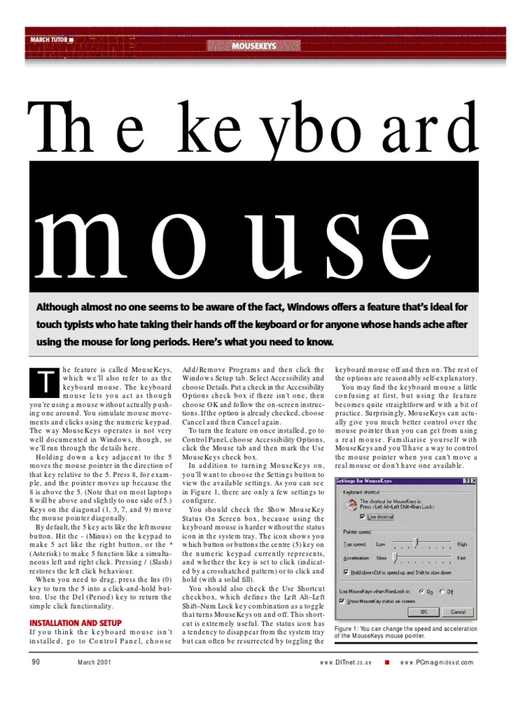 Using MouseKeys in Windows 10 | PDF | Computer Keyboard | Keyboard Shortcut