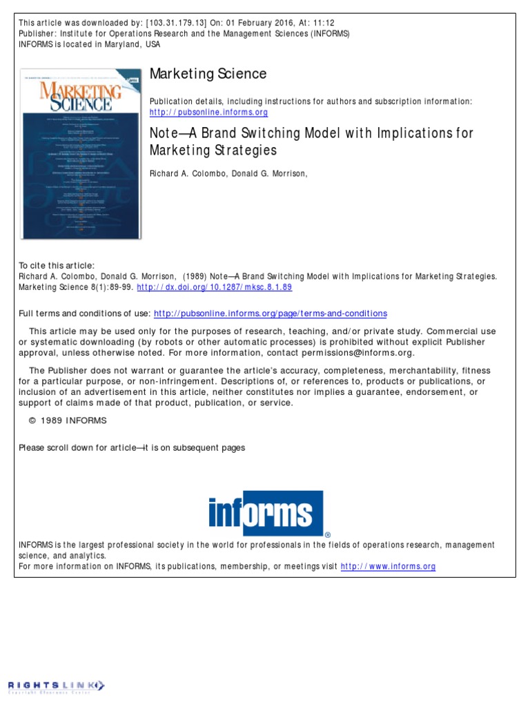 Brand Switching pdf Brand Marketing