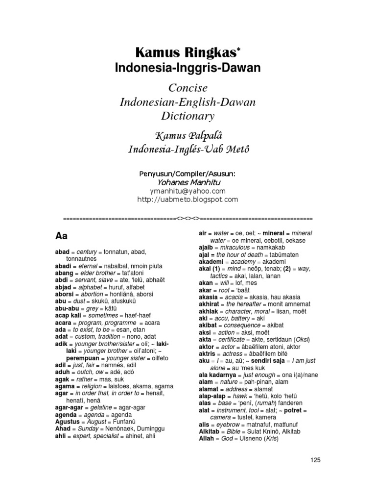 Concise Indonesian English Dawan Dictionary
