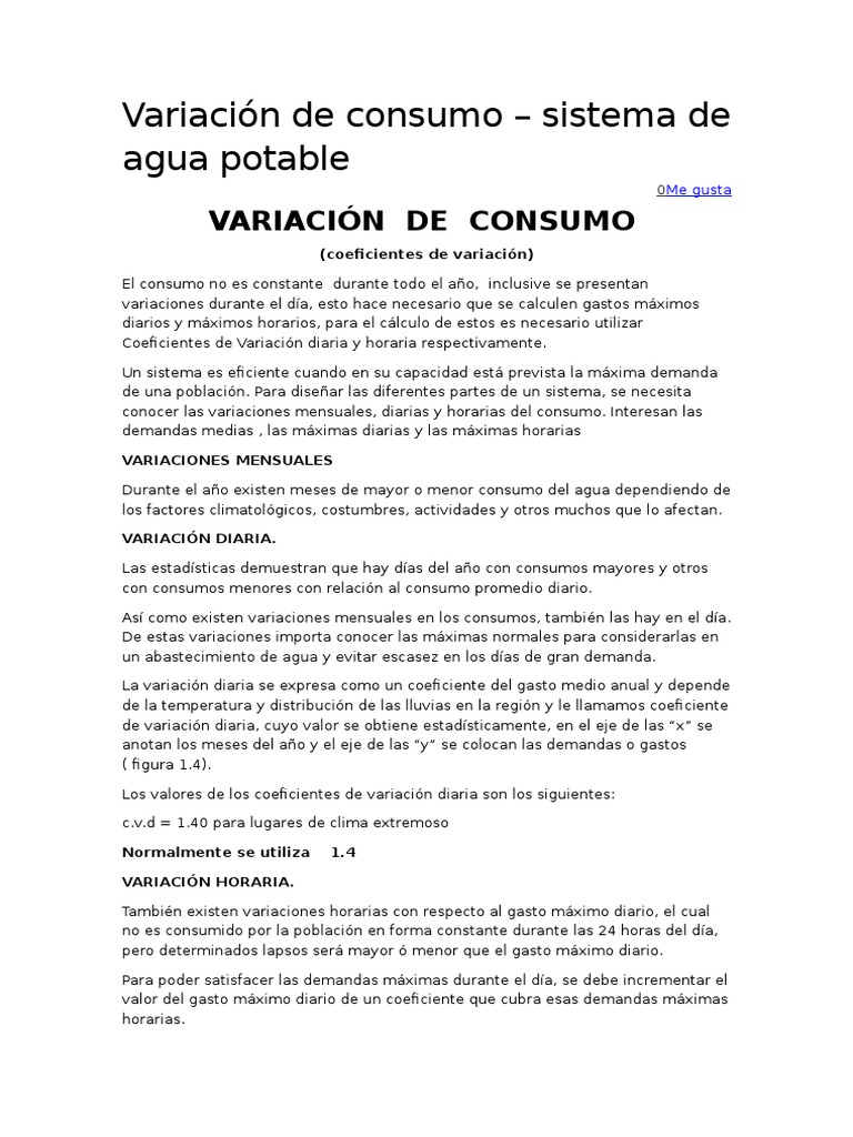 Coeficientes de Variación en Consumo de Agua | PDF | Agua potable | Agua