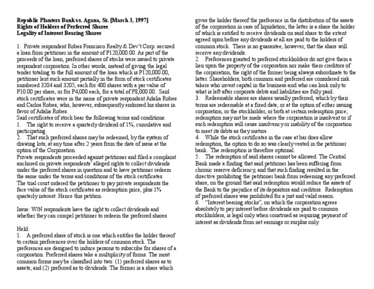 Republic Planters Bank Vs PDF Preferred Stock Stocks