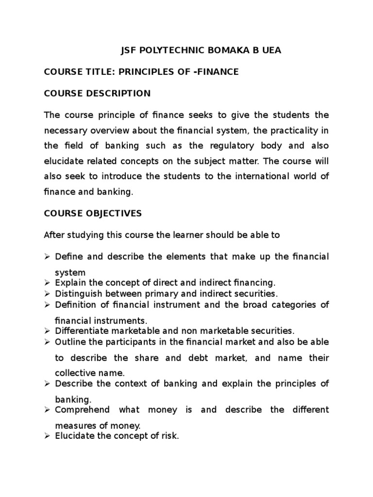 Finance Principles for Students | PDF | Career & Growth | Business