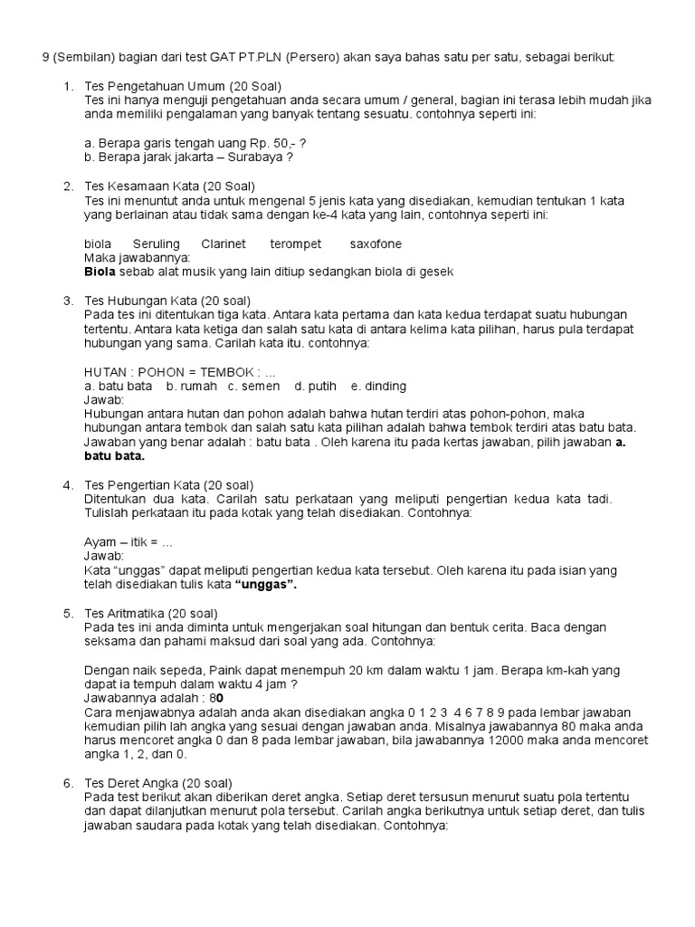 Soal Tes Stt Pln Ilmusosial Id