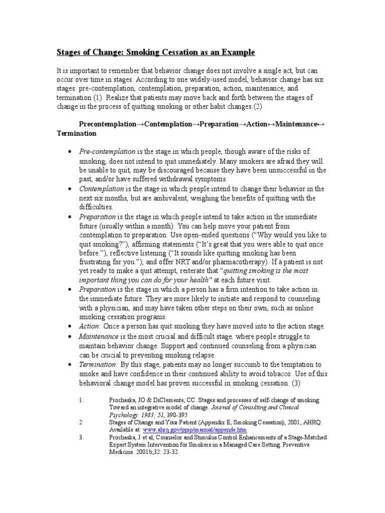 Stages of Change Smoking Cessation Smoking