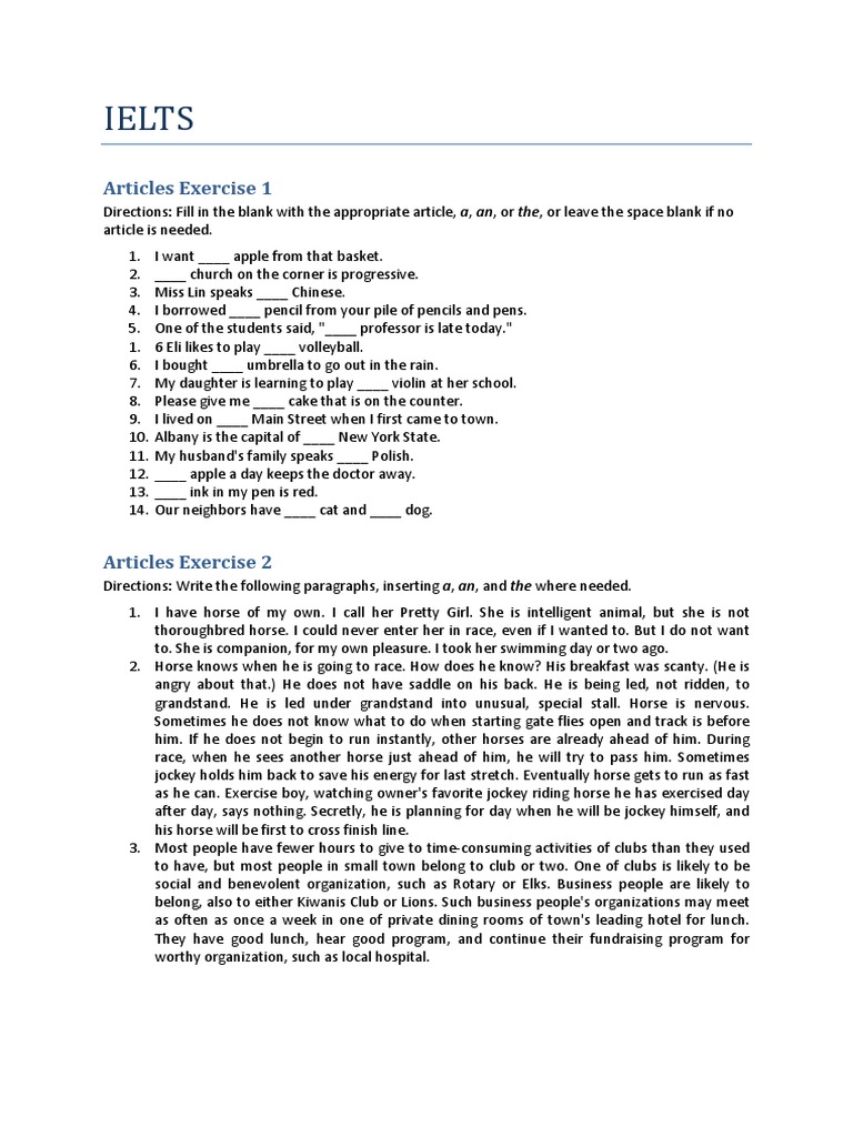 Ielts Exercises | PDF