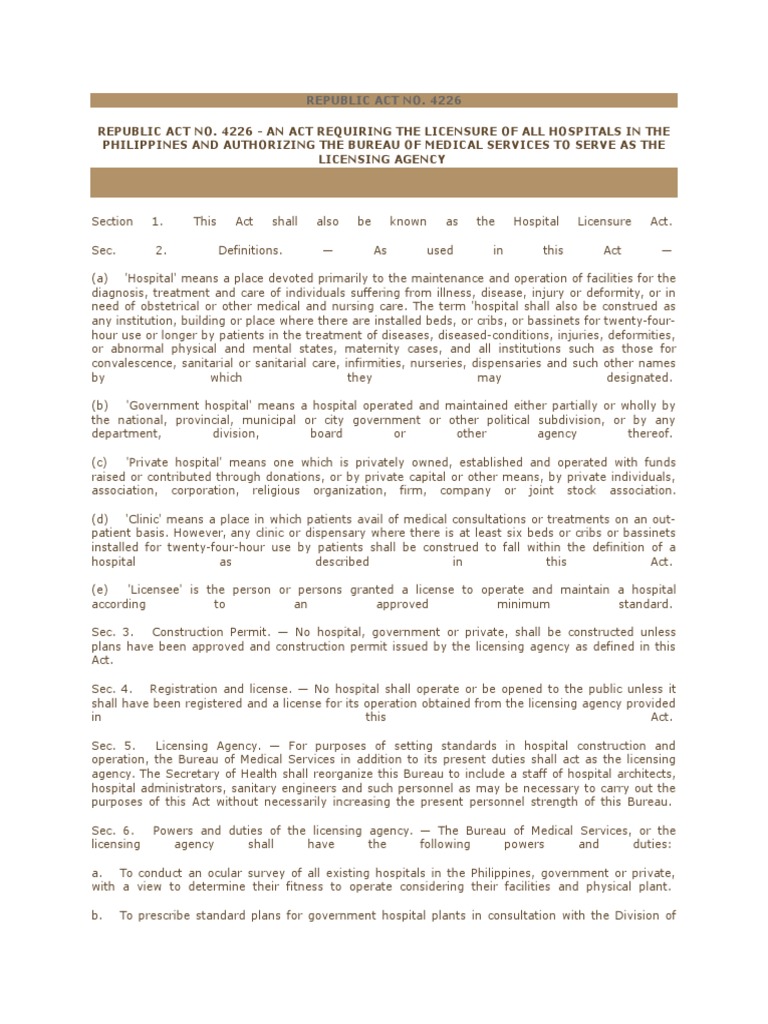 State Regulations Patient Hospital