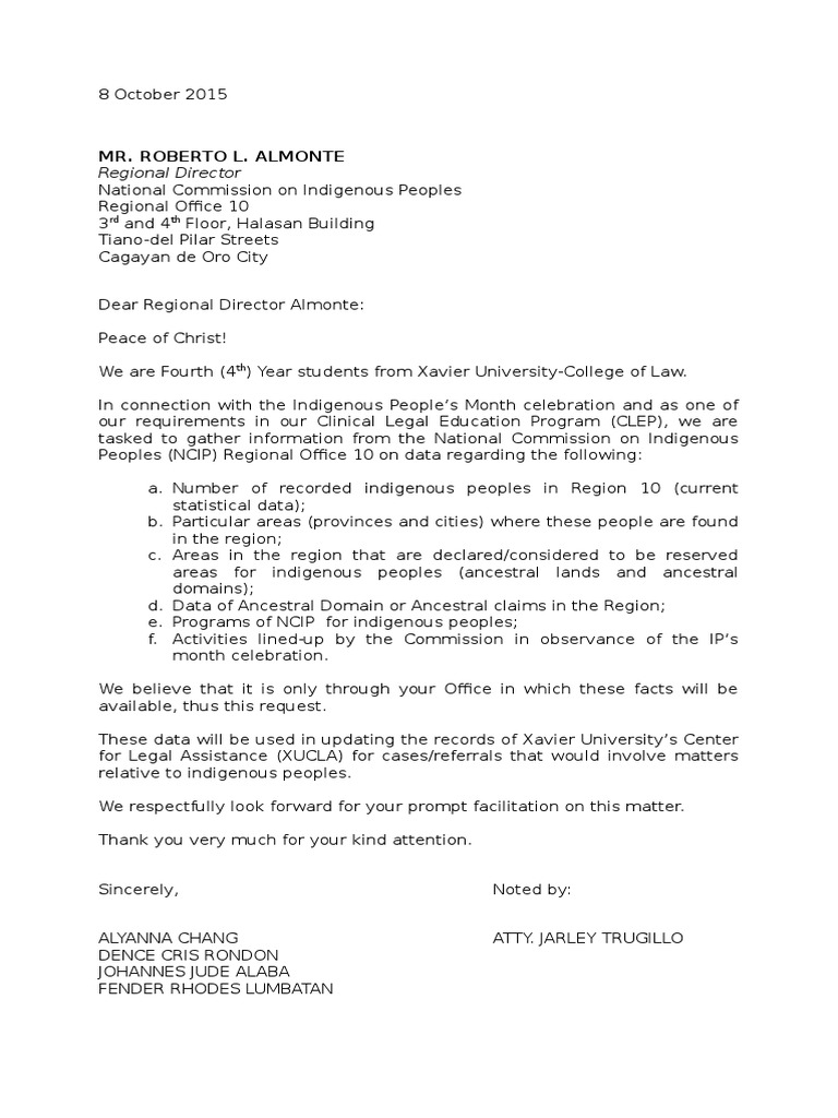 Letter For NCIP | PDF