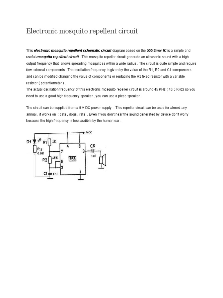 Electronic Mosquito Repellent Circuit PDF Electronic Circuits
