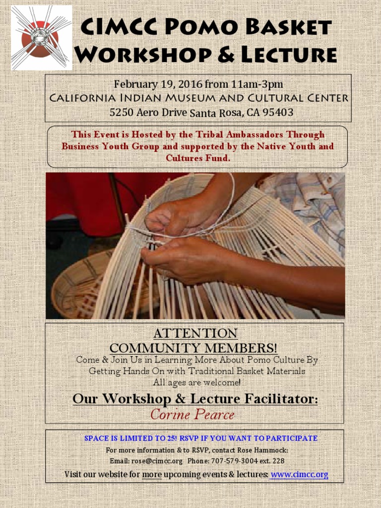 CIMCC Pomo Basket Workshop & Lecture | PDF | Social Science | Travel