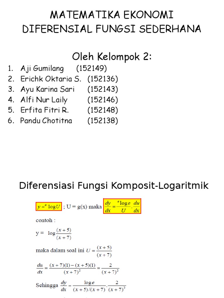 14 Contoh Soal Diferensial Fungsi Sederhana Matematika Ekonomi Kumpulan Contoh Soal