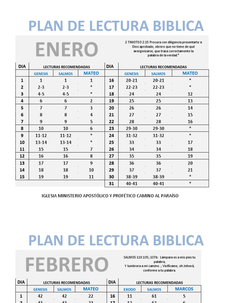 Plan de Lectura Bíblica Mensual 2024 | PDF | El antiguo Israel y Judá ...