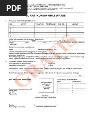Surat Kuasa Ahli Waris Pdf