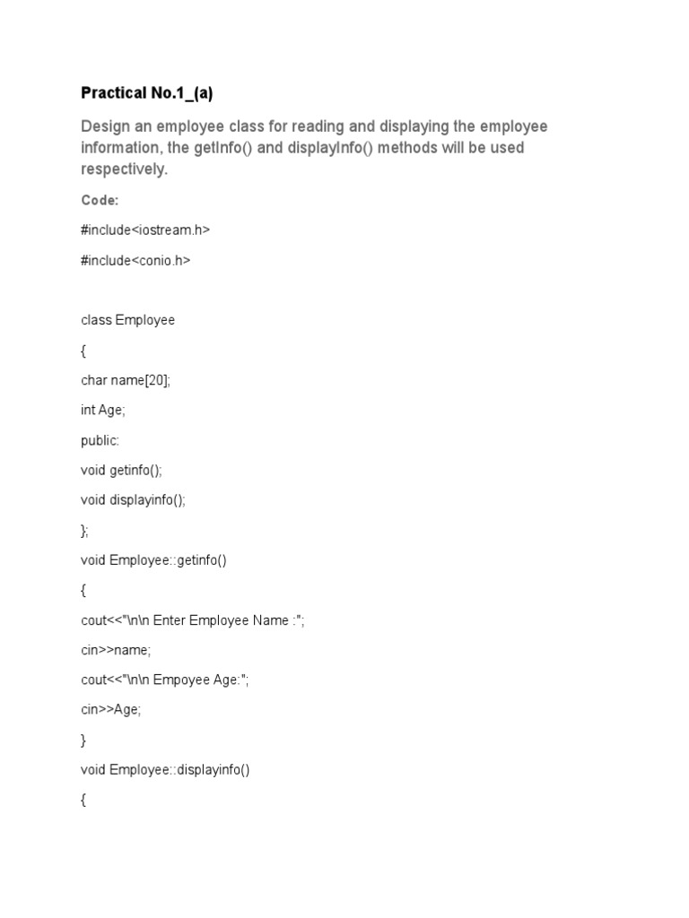 Employee Class Design in C++ | PDF | Computers | Technology & Engineering