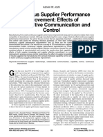 Continuous Supplier Performance Improvement - Effects of Collaborative Communication and Control.