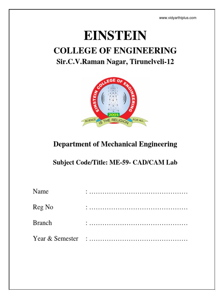 ME2309 CAD CAM Lab Manual PDF PDF Computer Monitor Numerical Control